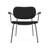 Co Lounge Chair w/Armrest - Black Leather Seat and Back - Dark Stained Oak 