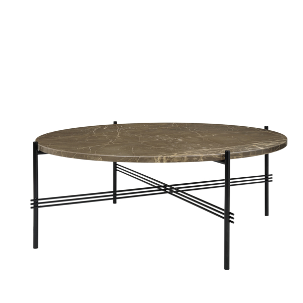 TS Round Coffee Table - 80 black base Brown Emperador Top